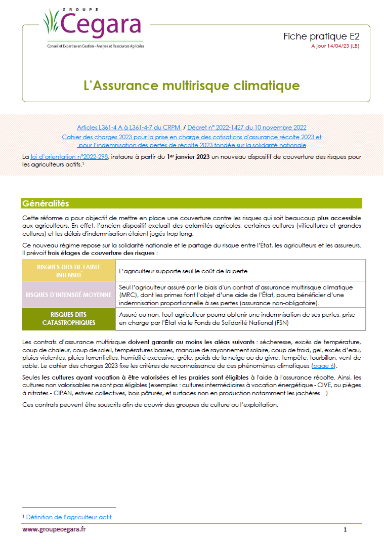 L'assurance multirisque climatique (2023-2025)